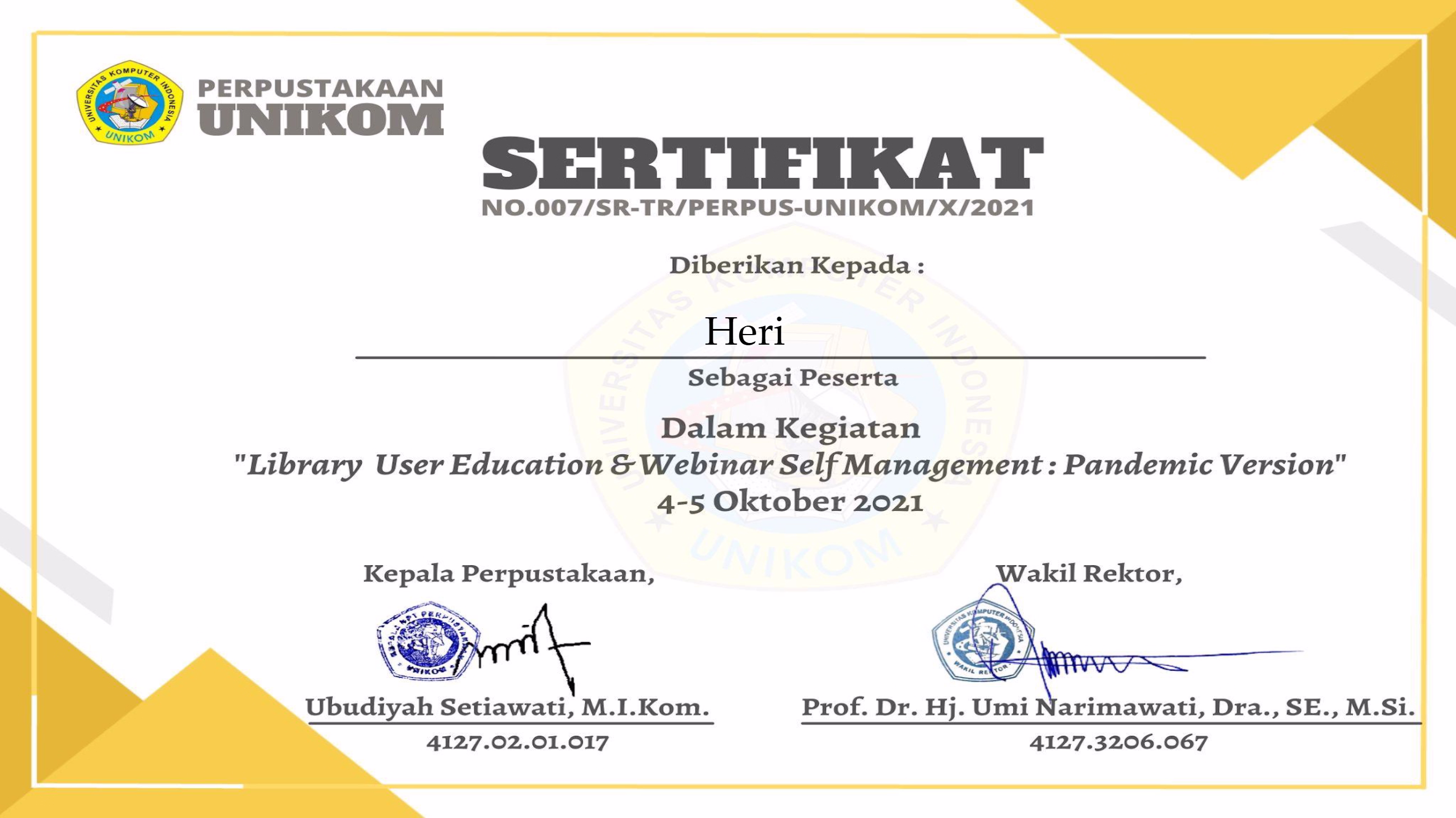 Library User Education & Webinar Self Management : Pandemic Version